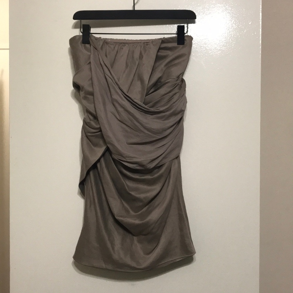 Elizabeth & James Beige silk strapless dress Party